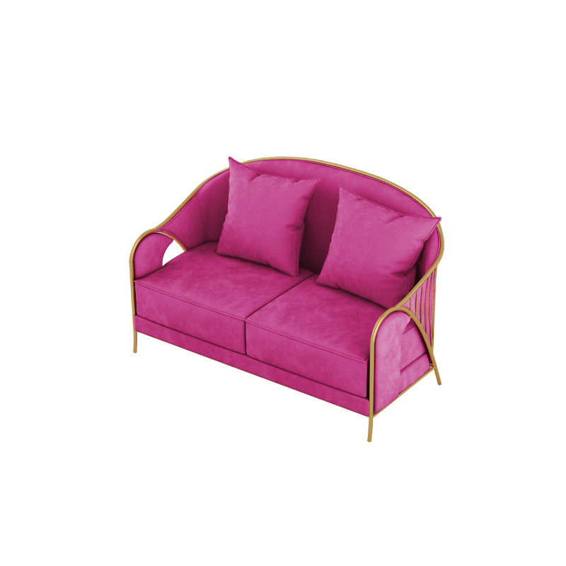 Velvet Sloped Arms Sofa with Tight Back for Living Room 34.65" H