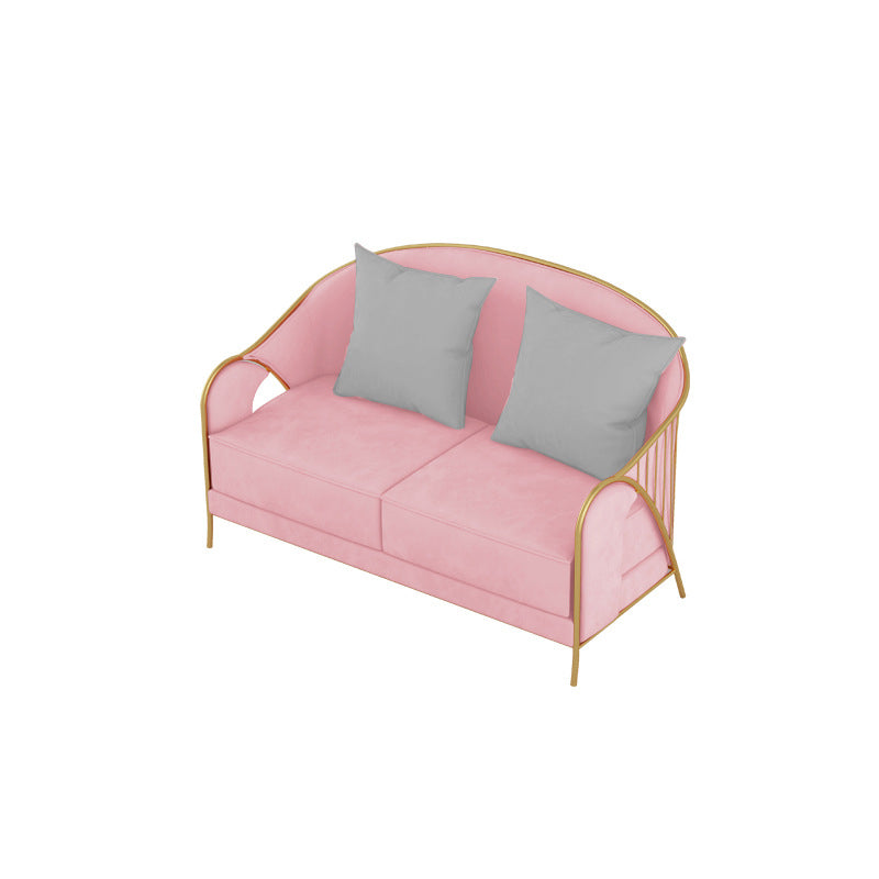 Velvet Sloped Arms Sofa with Tight Back for Living Room 34.65" H