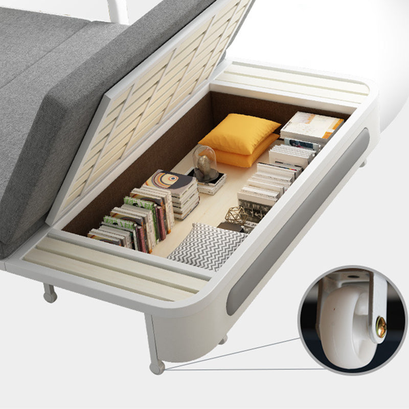 Washable Linen Square Arm Sofa Bed Standard Foldable Sofa for Living Room