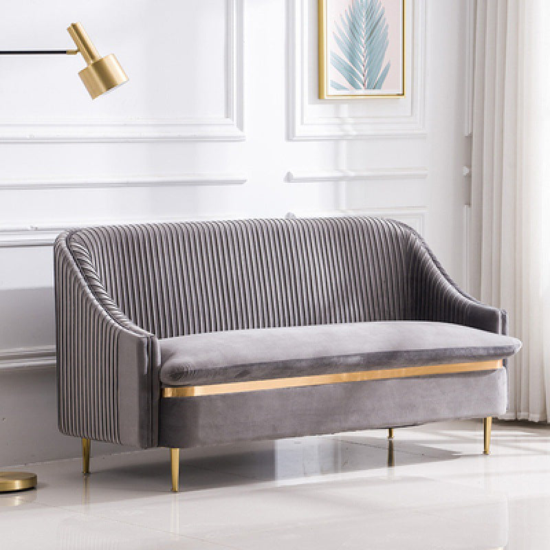 Contemporary Slopped Arm Sofa with Swen Pillow Back Velvet Sofa