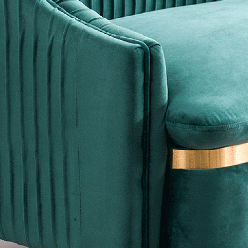 Contemporary Slopped Arm Sofa with Swen Pillow Back Velvet Sofa