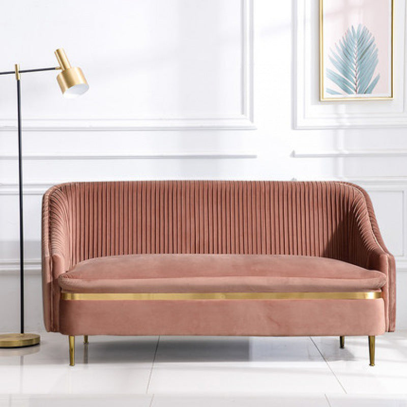 Contemporary Slopped Arm Sofa with Swen Pillow Back Velvet Sofa