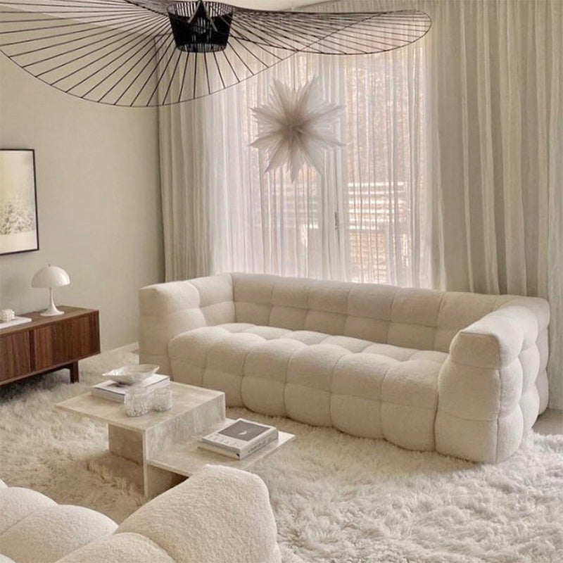Wool Tuxedo Arm Sofa Contemporary Standard Sofa with Biscuit Back