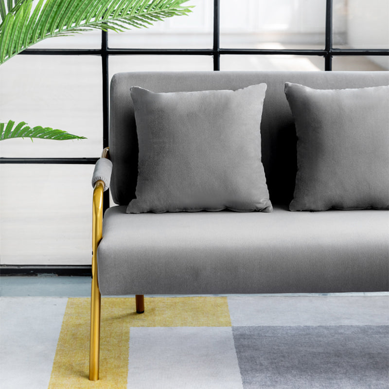 28.35" High Velvet 3-seater Sofa with Square Arm for Apartment