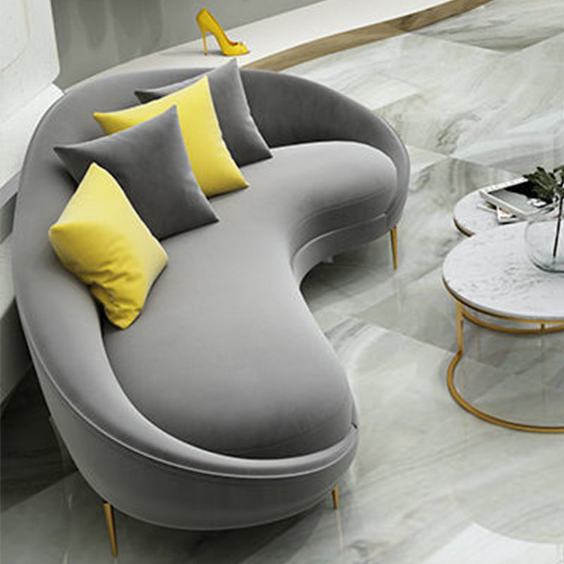 Sloped Arm Curved Sofa ,Wool Contemporary 38.19" W Sofa for Apartment