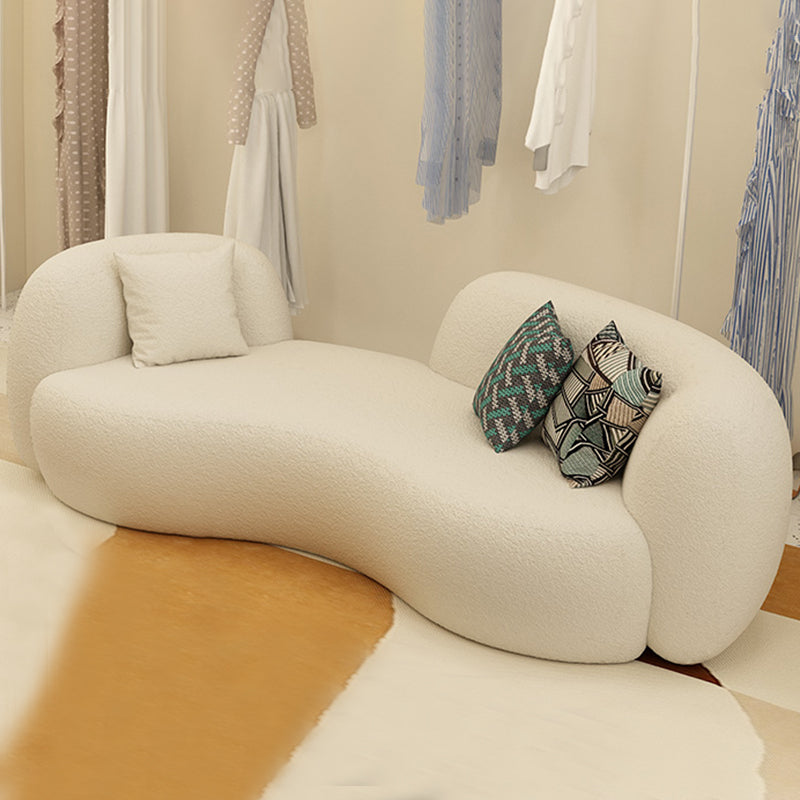 Wool Recessed Arm Sofa Curved Sofa 29.53" High for Living Room