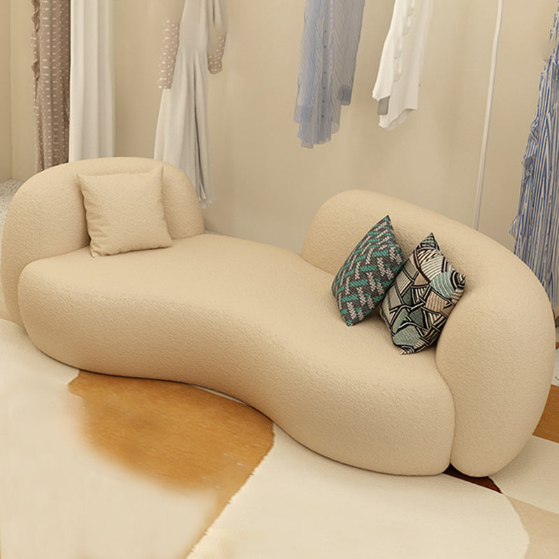 Wool Recessed Arm Sofa Curved Sofa 29.53" High for Living Room