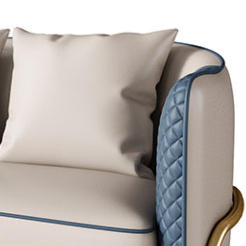 Modern Faux Leather Sofa with Pillow Back for Living Room Sofa