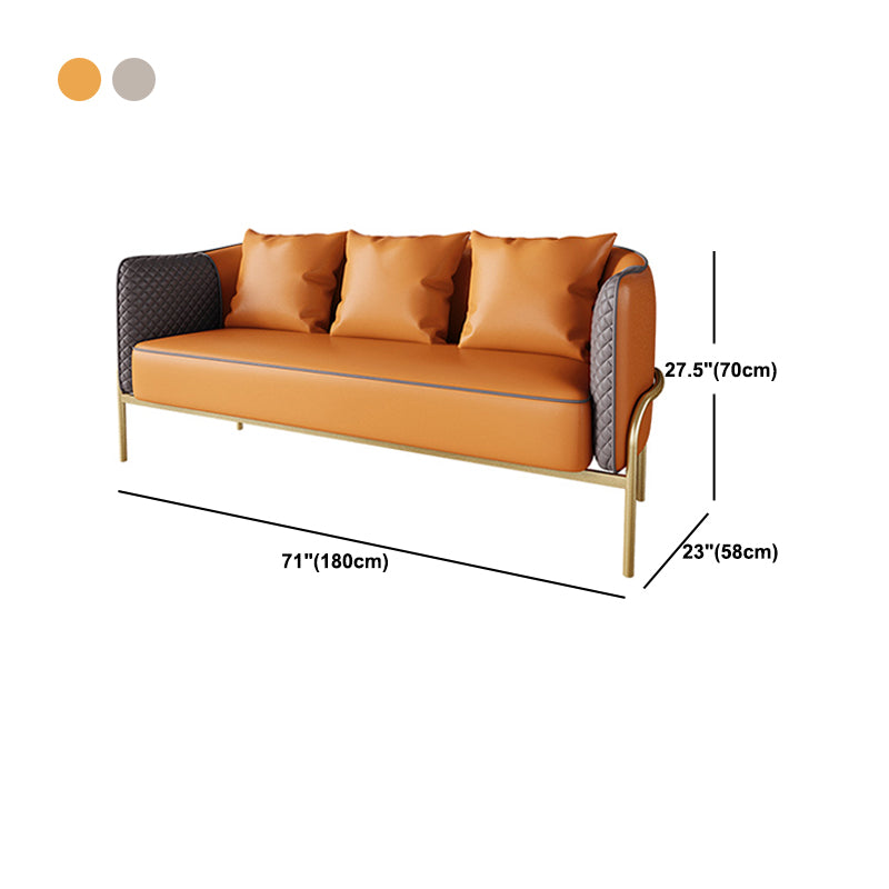Modern Faux Leather Sofa with Pillow Back for Living Room Sofa