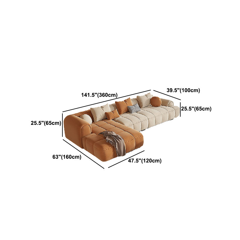 25.59" Tall Contemporary Sectional Recessed Arm Sectional for Living Room