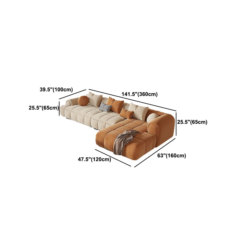 25.59" Tall Contemporary Sectional Recessed Arm Sectional for Living Room