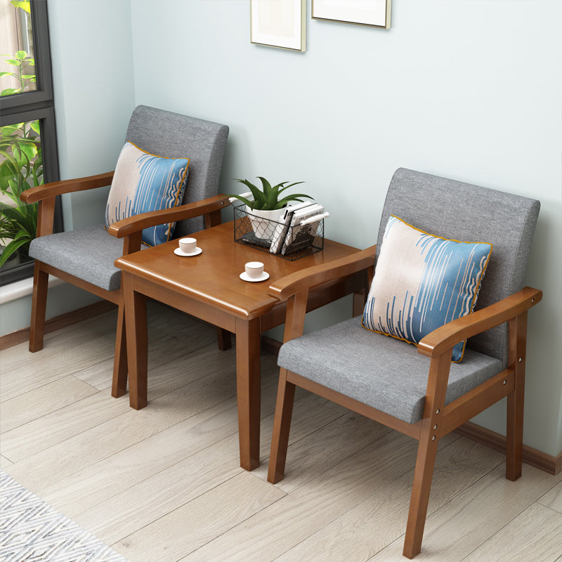 Nordic Style Wood Armrest Cushion Back Solid Wood Frame Arm Chair