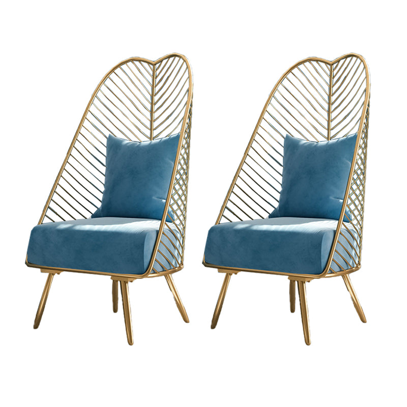 Glam Style Armless Gold Metal Chair with Parsons Chair Pillow