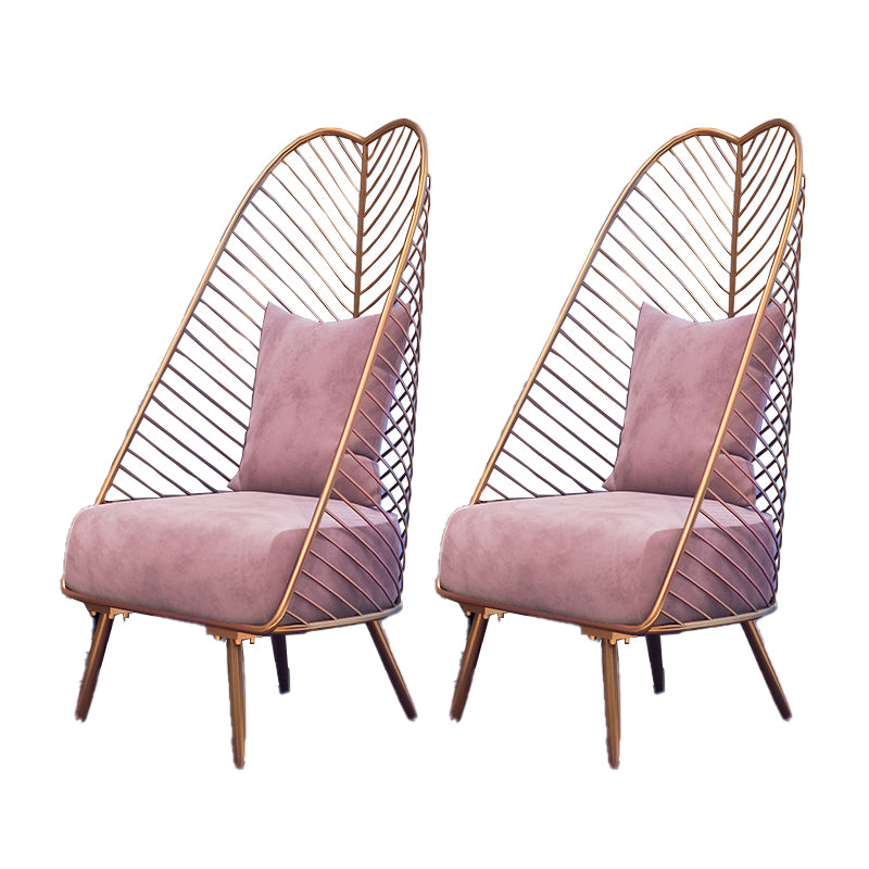 Glam Style Armless Gold Metal Chair with Parsons Chair Pillow