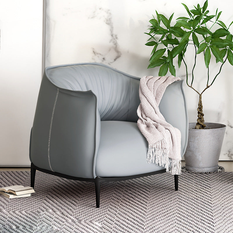 Contemporary 33.46"Wide Faux Leather Fixed Back Sponge Arm Chair