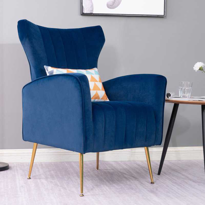 Scandinavian 30"Wide Sewn Pillow Back Square Arm Wingback Chair