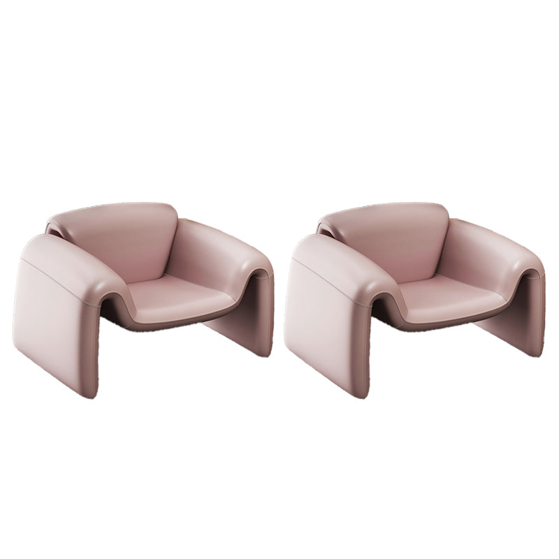 Modern Style Leather Handrail Sledge Base Fixed Back ARM Chair