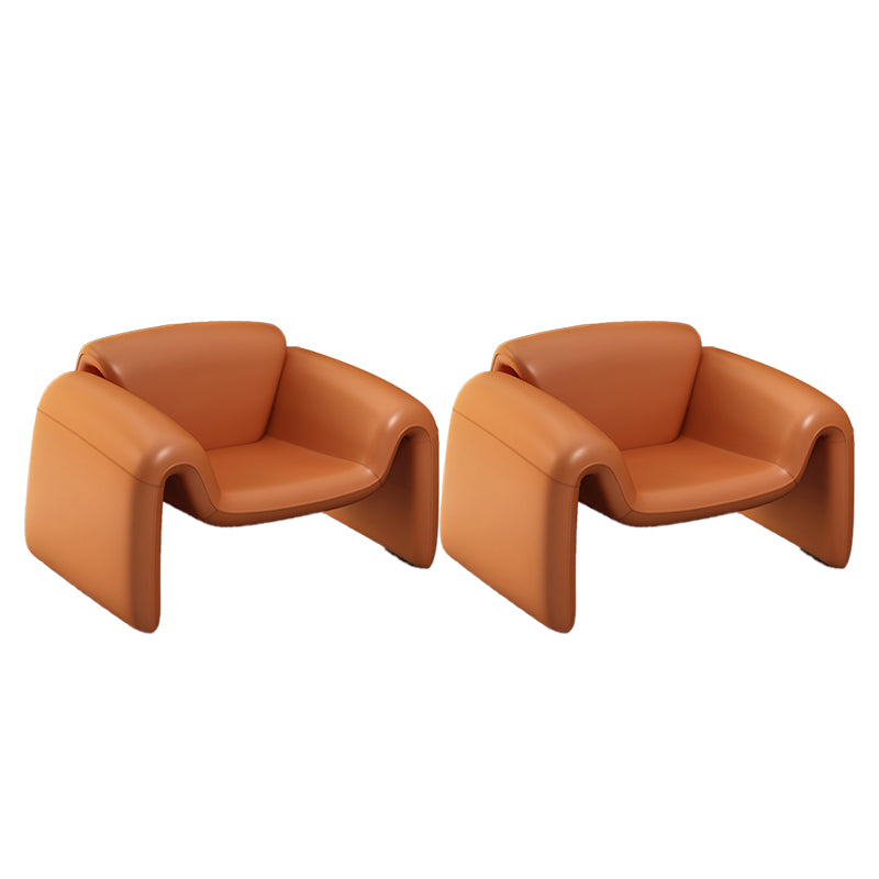 Modern Style Leather Handrail Sledge Base Fixed Back ARM Chair