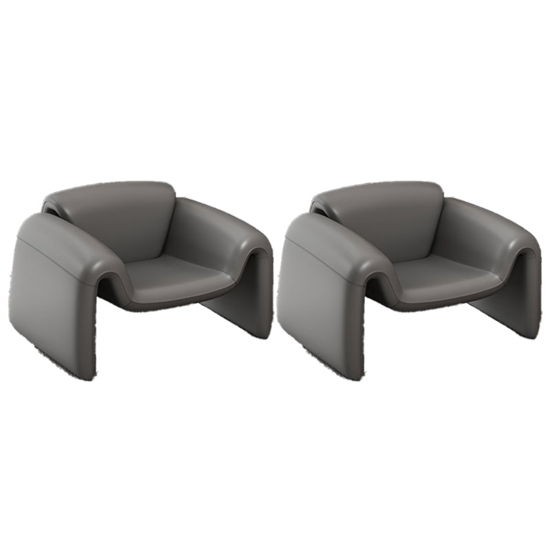 Modern Style Leather Handrail Sledge Base Fixed Back ARM Chair