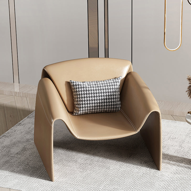 Modern Round Arms Barrel Chair Fixed Back Barrel Accent Chair for Bedroom