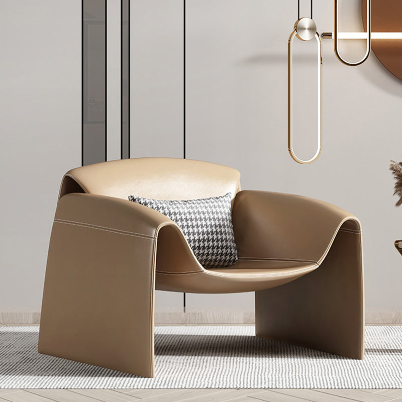 Modern Round Arms Barrel Chair Fixed Back Barrel Accent Chair for Bedroom