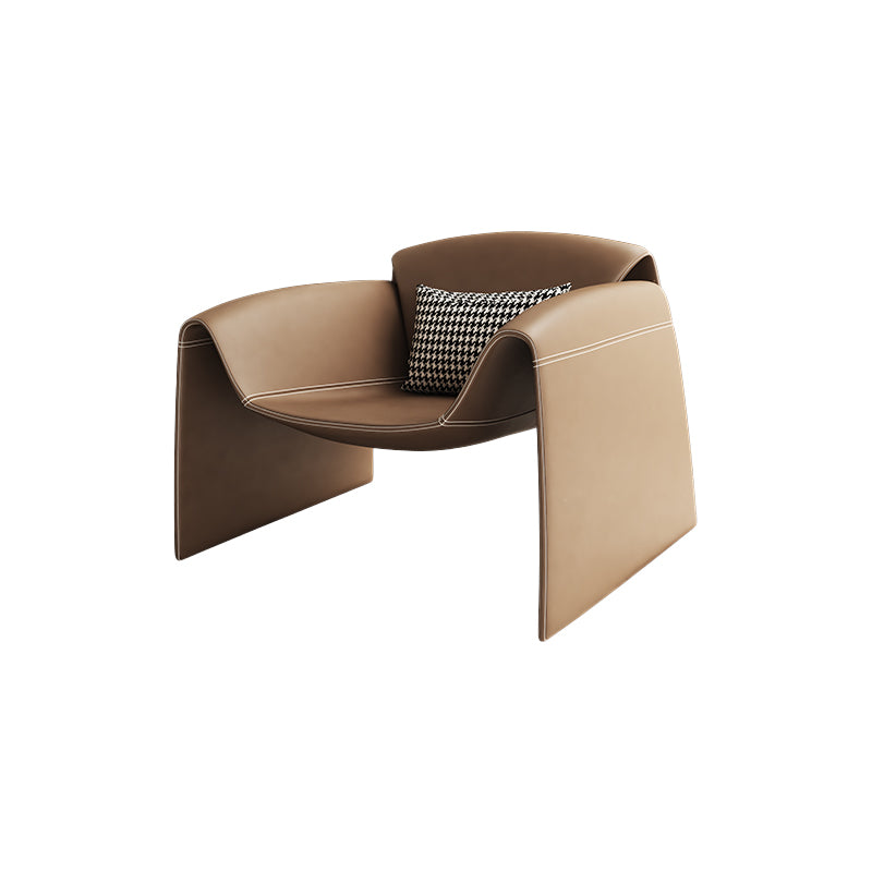 Modern Round Arms Barrel Chair Fixed Back Barrel Accent Chair for Bedroom