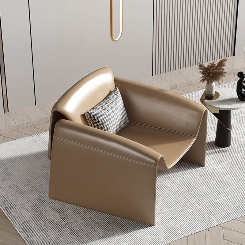 Modern Round Arms Barrel Chair Fixed Back Barrel Accent Chair for Bedroom