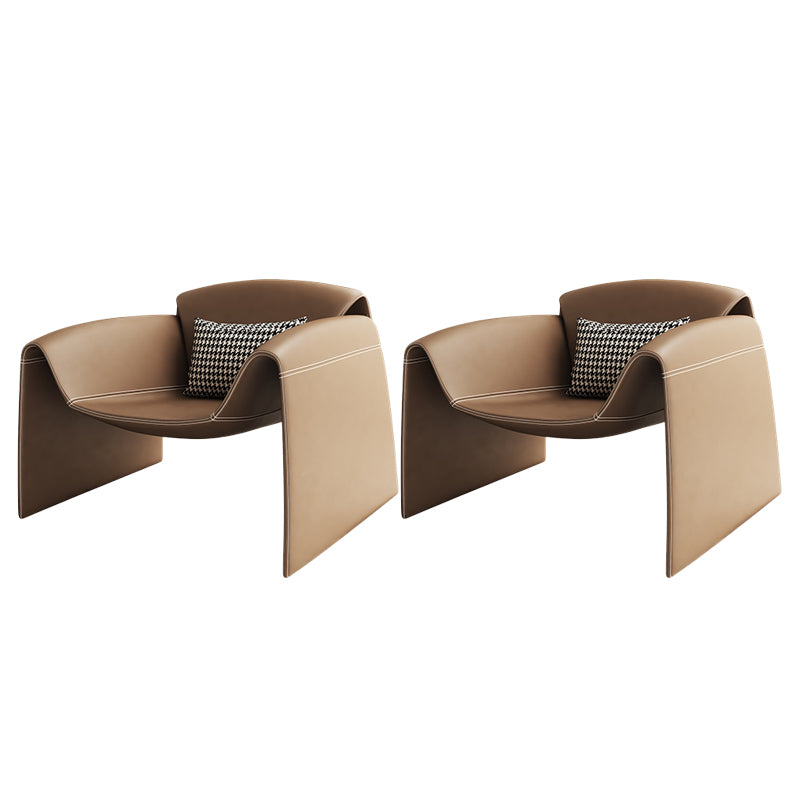 Modern Round Arms Barrel Chair Fixed Back Barrel Accent Chair for Bedroom