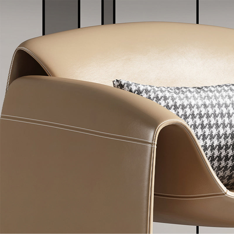 Modern Round Arms Barrel Chair Fixed Back Barrel Accent Chair for Bedroom