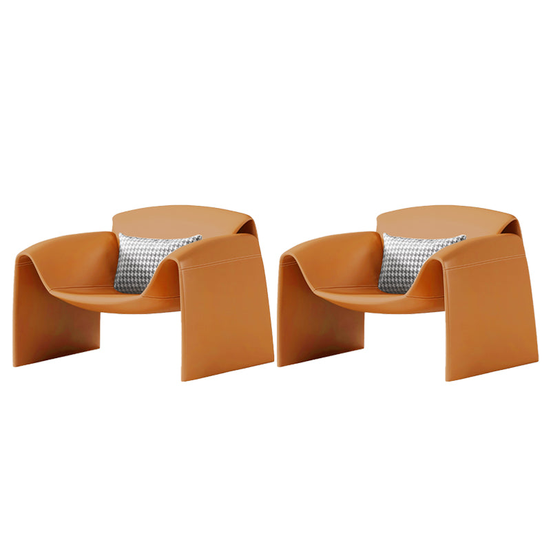 Modern Round Arms Barrel Chair Fixed Back Barrel Accent Chair for Bedroom