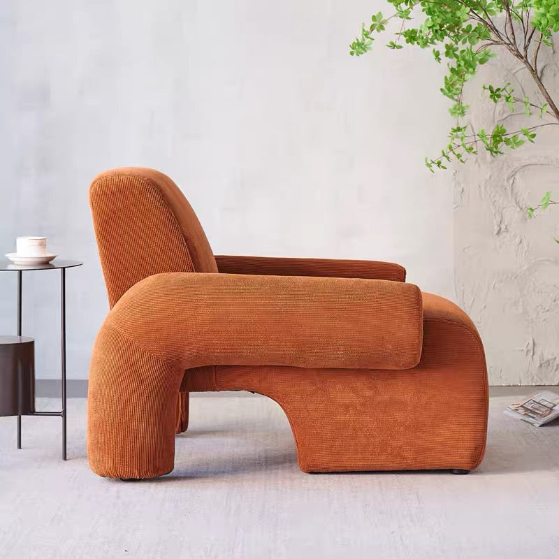 Nordic Style Fabric Armrest Fixed Backrest Abstract Arm Chair