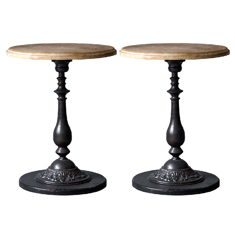 Circular Pedestal Base Design Made of Old Solid Wood Table French Country Style Side Table