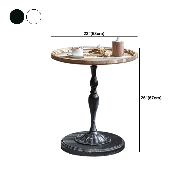 Circular Pedestal Base Design Made of Old Solid Wood Table French Country Style Side Table
