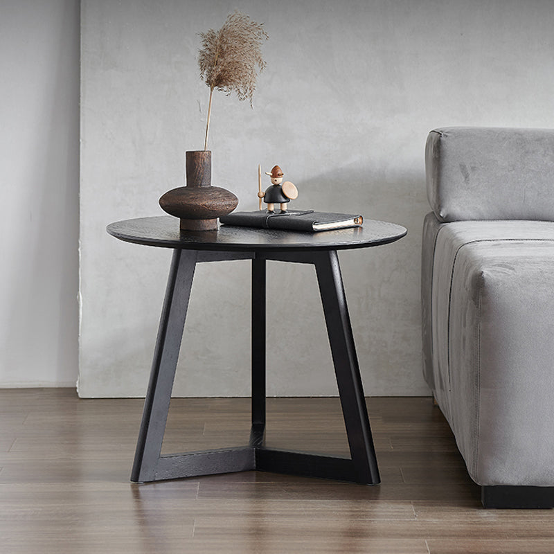 Scandinavian Solid Wood Round Top Side Table 19.6-inch 3 Legs End Table