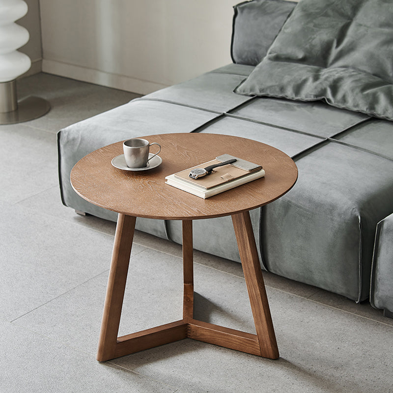 Scandinavian Solid Wood Round Top Side Table 19.6-inch 3 Legs End Table