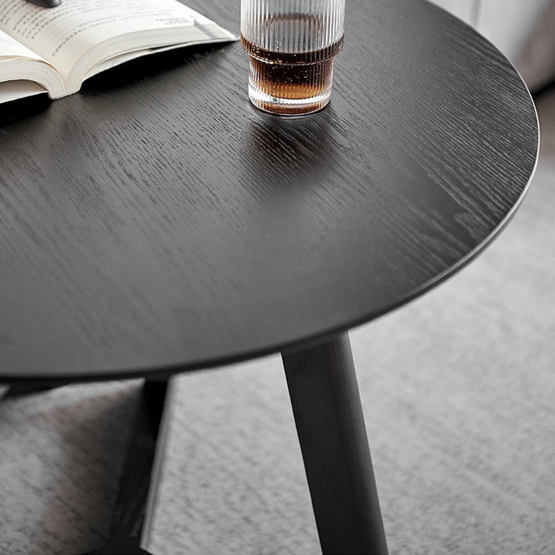 Scandinavian Solid Wood Round Top Side Table 19.6-inch 3 Legs End Table