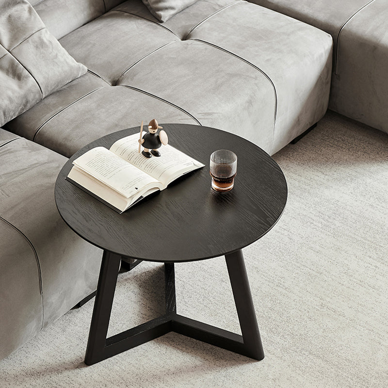 Scandinavian Solid Wood Round Top Side Table 19.6-inch 3 Legs End Table