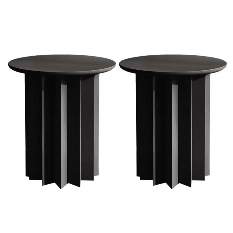 Scandinavian Round Solid Wood Top Side Table 19.6" Tall Pedestal End Table with