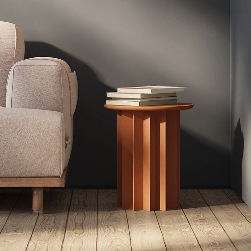 Scandinavian Round Solid Wood Top Side Table 19.6" Tall Pedestal End Table with