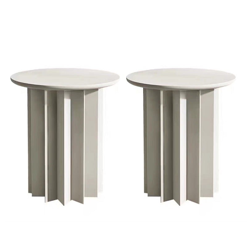 Scandinavian Round Solid Wood Top Side Table 19.6" Tall Pedestal End Table with
