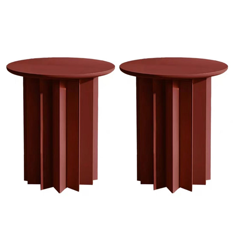 Scandinavian Round Solid Wood Top Side Table 19.6" Tall Pedestal End Table with