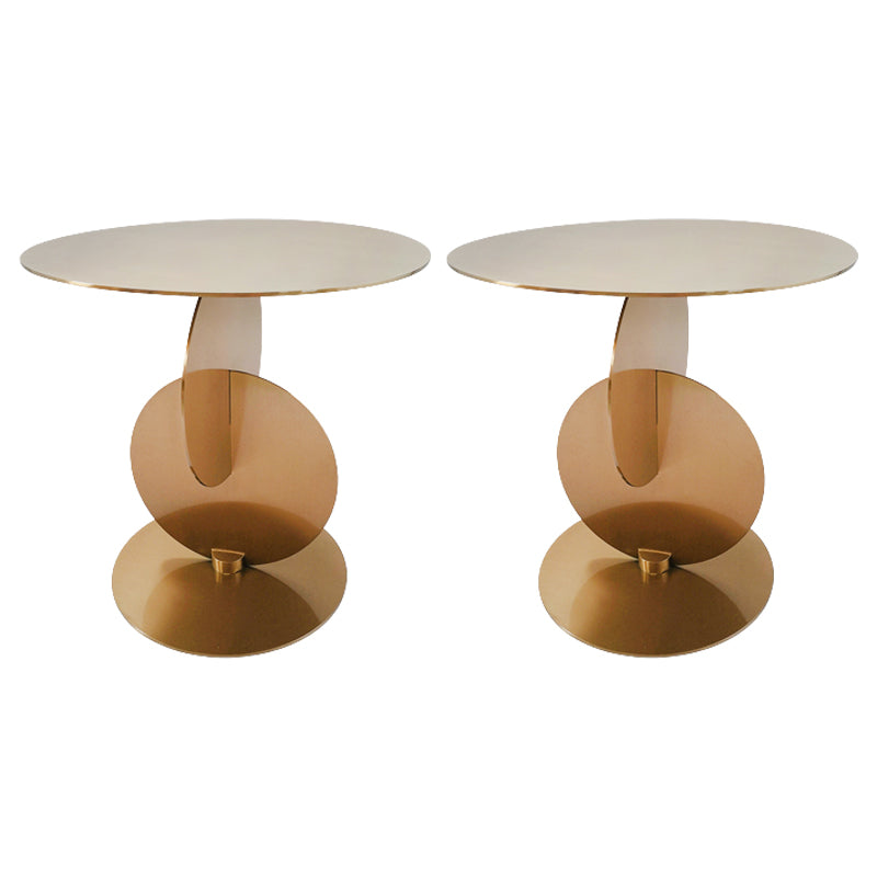 Medieval Modern Style Pedestal Base Design Circular Metal Side Table