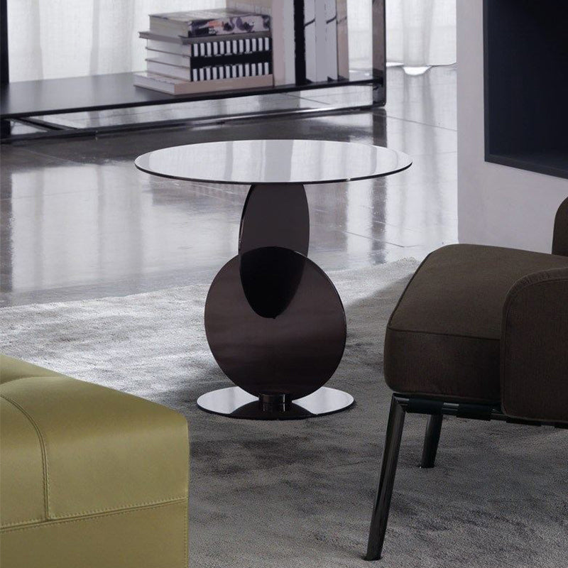 Medieval Modern Style Pedestal Base Design Circular Metal Side Table
