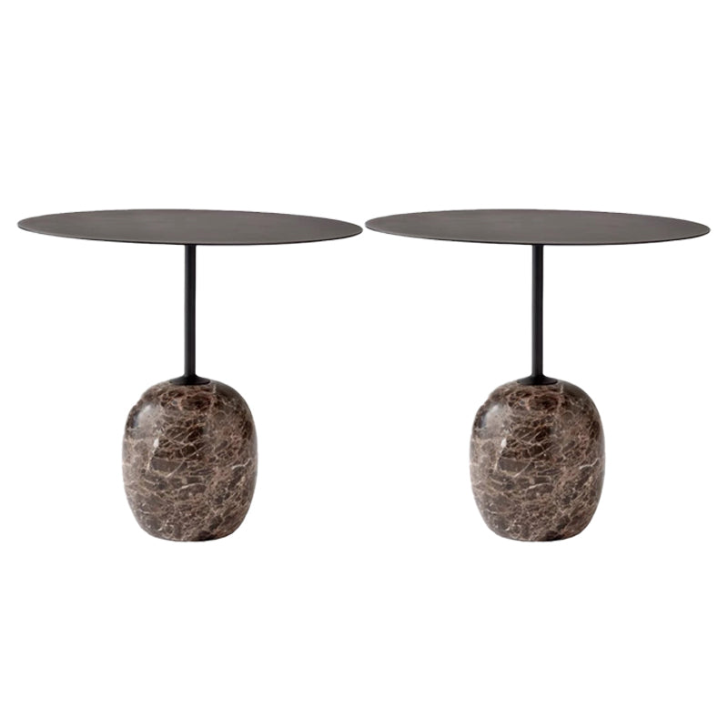 Round Metal Table Marble Pedestal Base Base Medieval Modern Style Side Table