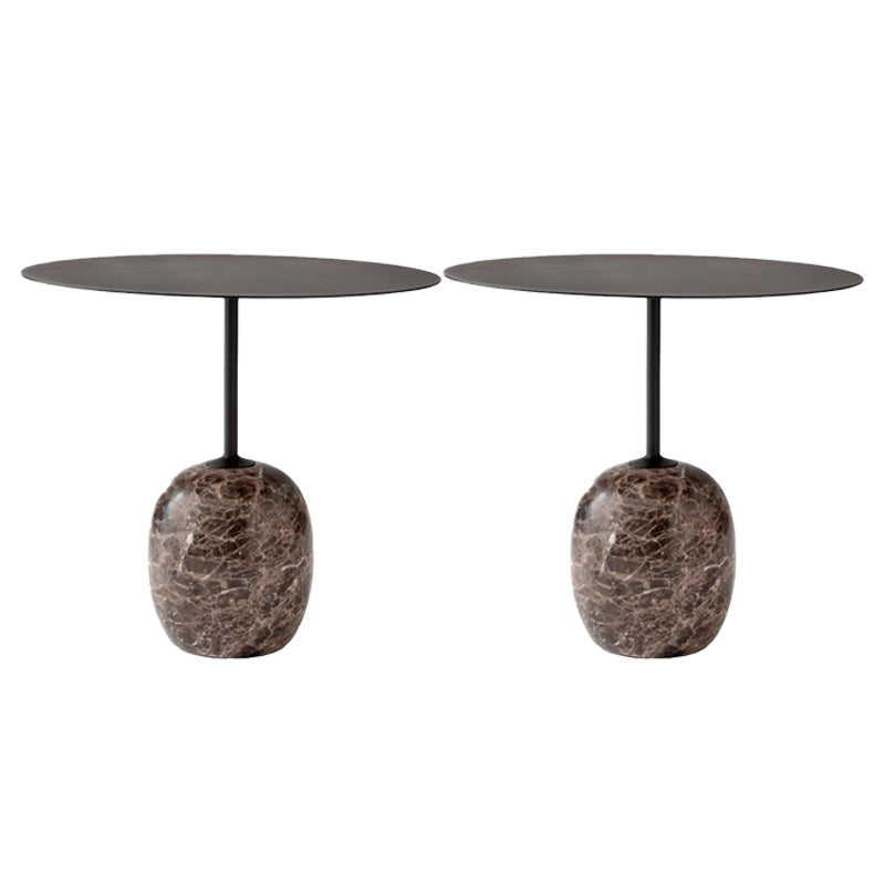Round Metal Table Marble Pedestal Base Base Medieval Modern Style Side Table
