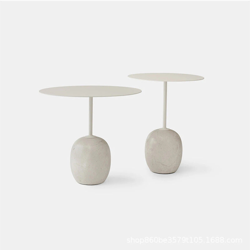 Round Metal Table Marble Pedestal Base Base Medieval Modern Style Side Table