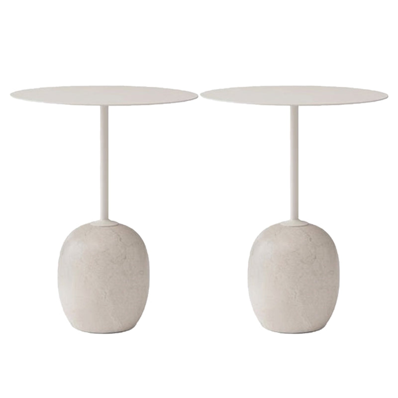 Round Metal Table Marble Pedestal Base Base Medieval Modern Style Side Table
