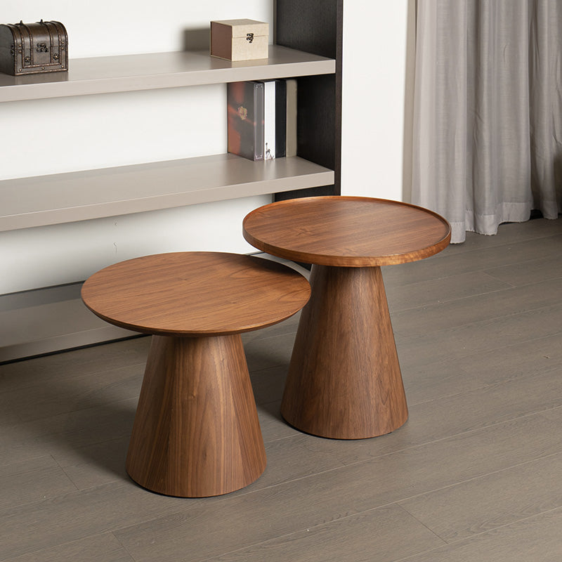 Contemporary Style Side End Table Pedestal Wooden Round Sofa Side Accent Table