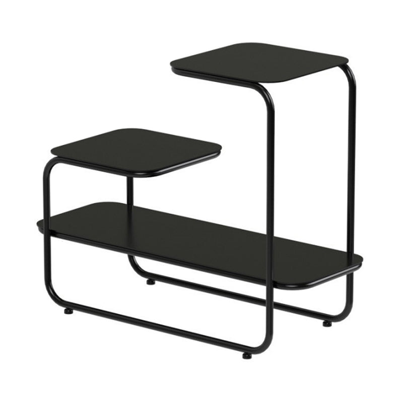 Square Sleigh Base Design Metal Table Medieval Modern Style with Storage Rack Side Table