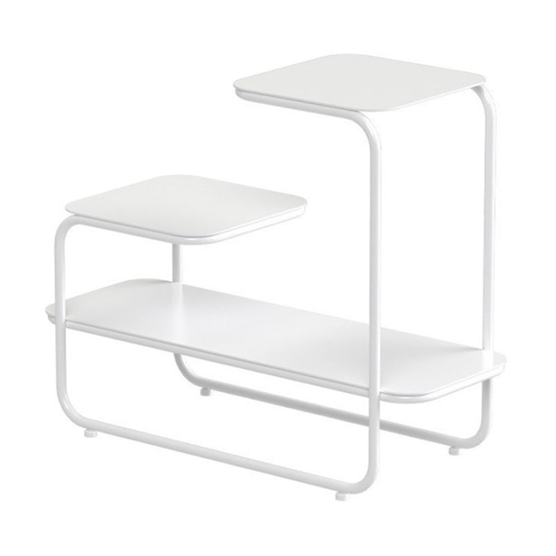 Square Sleigh Base Design Metal Table Medieval Modern Style with Storage Rack Side Table